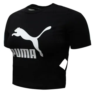Puma Womens Classics Logo ausschneiden Crop Top Black T-Shirt 579208 01