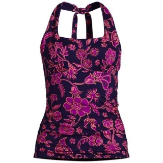Neckholder-Tankinitop CHLORRESISTENT Gemustert für Damen, Damen, size: regular, Lila, Polyester-Mischung/Nylon-Mischung, by Lands' End