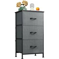 WLIVE Kommode mit 3 Stoffschubladen, Schubladenschrank mit Holzplatte & Metallrahmen, Aufbewahrungsschrank für Schlafzimmer, Wohnzimmer & Flur