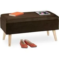relaxdays Sitzbank Samt Sitzbank mit Stauraum (1-St), braun