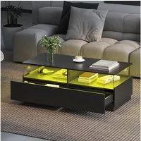 radelldar Couchtisch mit LED-Beleuchtung und 2 Acryltüren-Schubladen (1-St), Wohnzimmertisch Beistelltisch 108 x 50 x 40 cm