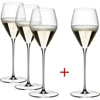RIEDEL THE WINE GLASS COMPANY Champagnerglas Riedel Veloce Schaumweinglas Champagner 4er Set, Kristallglas