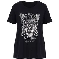 MIAMODA T-Shirt T-Shirt A-Linie glänzendes Leoparden-Motiv