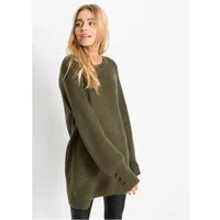 bonprix Longpullover mit dekorativen Knöpfen, mit Rundhalsausschnitt
