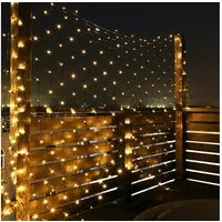 Sunicol LED Solarleuchte 1.5x1.5M/3x2M, Solar LED String Light,Wasserdichte Lichterkette, Warmes Weiß, Weiß, Multicolor, Blau, mit 8 Modi,für Haus Gärten Hinterhof Patio Landschaft