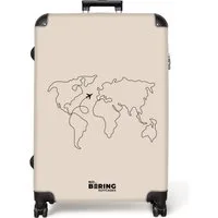 NoBoringSuitcases.com© Hartschalen-Trolley Weltkarte - Einfach - Flugzeug 77 cm - 98 L, 8 Rollen, Koffer Groß für 30kg, Trolley, Rollkoffer, Reisekoffer