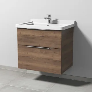 Sanipa 3way Waschtischunterbau zu Duravit Starck 3 Waschtisch mit 2 Auszügen, Eiche-Tabak UM71050