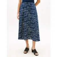 Tommy Hilfiger A-Linien-Rock ESS LINEN FLARE MIDI SKIRT mit Allover-Print