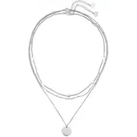 Hey Happiness Collier-Set Geo Plättchen Kette in Set, Layer Edelstahlkette, Vergoldet 18K Roségold, 2 Layering Halsketten mit Plättchen