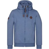 naketano Sweatjacke Herren mit Kapuze, breiter Stehkragen, melierte Sweatware, Kordelzug Eingrifftaschen, Rippbündchen, Kunstleder-Logo, casual, Streetwear