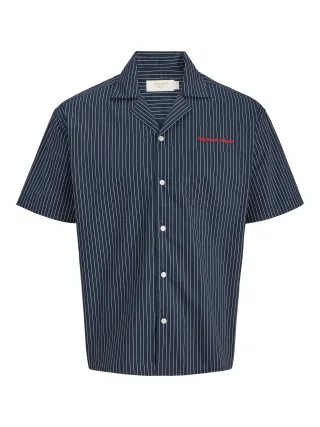 JACK&JONES - JORMENTON POPLIN STRIPE RESORT SHIRT SS Sky Captain - Gr. - M