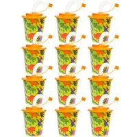 LG-Imports Kinderbecher Kinder Trinkbecher – 250 ml – 12 Stück – Mit Motiv, Deckel & Strohhalm, 12-tlg., Kunststoff