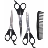 EDCO Haarschere HAARSCHNEIDE SET 4-teilig aus Edelstahl Modellierscher Kamm 18, (4-tlg), Friseurscheren Haarschere Effilierschere Friseurschere Schere