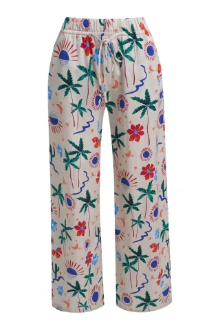 Smith&Soul - Printed Cotton Pants beige print - Gr. - S