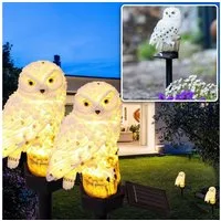 Casativo LED Solarleuchte LED Solar-Eule wetterfest – Gartenleuchte mit Dämmerungssensor, ntegrierter Akku