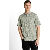 TOM TAILOR Denim Kurzarmshirt Sommerhemd mit Palmen-Alloverprint