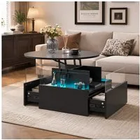 radelldar Couchtisch mit LED Beleuchtung, höhenverstellbarer Wohnzimmertisch, 78x78x40cm (1-St., 1 Tisch), höhenverstellbarer