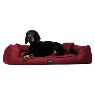 Tierlando GOOFY - Orthopädisches Hundebett aus Polyester inkl. Matratzenschoner dunkelrot 1,3 m, 25 cm, 1 m