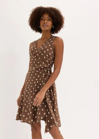 bonprix Wickelkleid aus fließendem Viskose-Mix, braun, Gr.54, modisches Wickelkleid aus fließendem Viskose-Mix mit Bindeband Verschluss Innen und Außen, aus Viskose