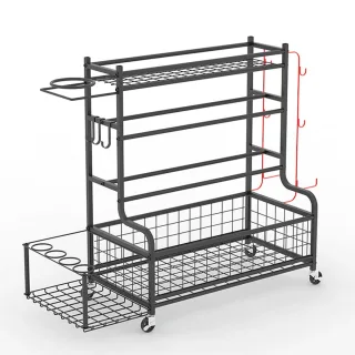 Carbon Steel 3 Tier Storage Rack Black Powder Coated Surface 102x93x40cm Heavy Duty Shelving Unit for Home Kitchen Offic