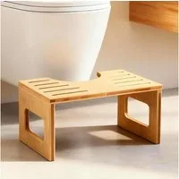 Zedelmaier Toiletten-Stuhl Klappbarer Toilettenhocker aus Bambus, ergonomischer Toilettenhocker