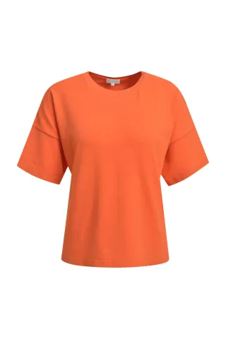 Milano Italy - 1/2 sleeve boxy pullover w roundneck orange - Gr. - M