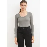rosemunde Langarmshirt Benita Silk Blouse mit Seide Langarm, mit Spitze, feminin, bequem, Seiden- Baumwollmischung