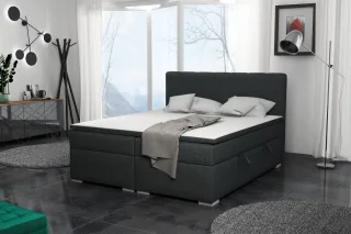 Boxspringbett Schlafzimmerbett LAURIN 200x200cm Stoff Inari Dunkelgrau