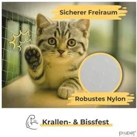 Piupet Tiersicherheitsnetz Katzennetz I transparent I inkl. Montagematerial I Balkon & Fenster