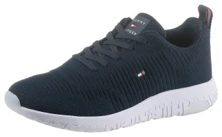 Tommy Hilfiger Sneaker "CORPORATE KNIT RIB RUNNER", Freizeitschuh, Halbschuh, Schnürschuh mit seitlicher Logoflagge