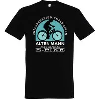 Youth Designz T-Shirt Alter Mann mit E-Bike Herren Shirt mit lustigem Fahrrad Frontprint
