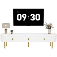 Odikalo TV-Schrank TV Schublade Lowboard Schubladen goldenen Griffen Beinen geschwungenen