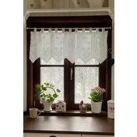 HOSSNER - ART OF HOME DECO Scheibengardine 45x100 cm (1 St), Schlaufen, blickdicht, Baumwolle, Vintage, Romantische Stickerei
