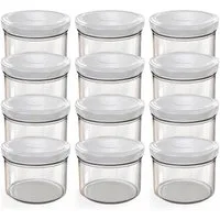 Oputec Einmachglas 12x 230ml Einmachgläser mit Schraubdeckel TO 82 Weiß Marmeladengläser, Glas/Metall