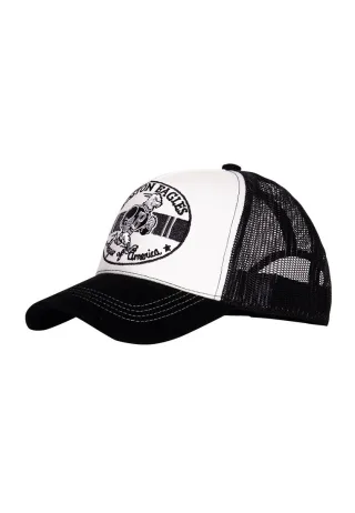 King Kerosin Herren KING KEROSIN Trucker Cap mit Schirm in Samt-Optik und Stickereien Boston Eagles