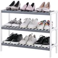 SONGMICS Schuhregal Schuhablage, Schuh-Organizer, für Wohnzimmer, Schlafzimmer, Badezimmer, Bambus, 3 Ebenen, Regal für Schuhe, Pflanzen, Bücher, 26 x 70 x 55 cm
