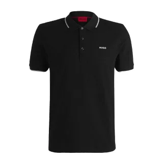 Hugo - Poloshirt für Herren, Baumwolle Piqué, kurzärmlig (Schwarz)