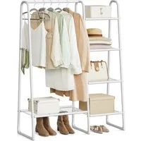 SONGMICS Kleiderständer Wäscheständer, 40 x 101,7 x 153,3 cm, für Schlafzimmer, Wohnzimmer, mit 5 Ablagen, Metallrahmen, bis 70 kg belastbar, wolkenweiß