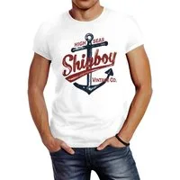 Neverless Print-Shirt Herren T-Shirt Anker Shipboy Vintage Slim Fit mit Print