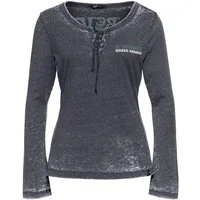 QueenKerosin Langarmshirt Forever 2 Wheels (1-tlg) mit Lace-Up Ausschnitt