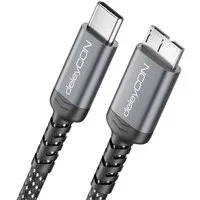 deleyCON 2m USB 3.0 Micro B Kabel Datenkabel 5Gbit/s USB-C Stecker auf Micro B USB-Kabel