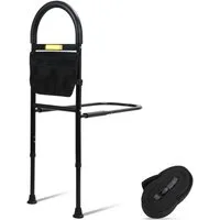 Clanmacy Bett - Aufstehhilfe Bettgriff,Stahl,bis 150kg,höhenverstellbar,mit Tasche und Sensorlicht