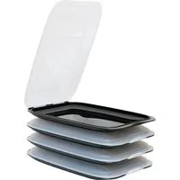 Engelland Frischhaltedose Aufschnittdosen, Aufschnittbox, PP-Kunststoff, BPA-frei, (Vorteils-Set, 4-tlg., mit transparentem Deckel), stapelbar, platzsparend, Ordnung im Kühlschrank, Organizer, Stapelbox