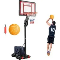 COSTWAY Basketballständer Basketballkorb, 228-265cm höhenverstellbar, Rädern