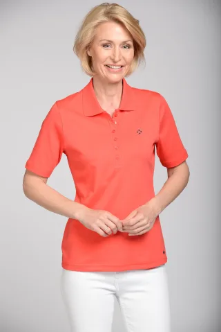 CLARINA - NOS Polo-Shirt, 1/2 Arm, uni 451 geranie - Gr. - 46