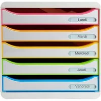EXACOMPTA Schubladenbox Schubladenbox Big Box Plus 5 offene Schubladen Weiss/Harlekin 309913D, Boxen stappelbar