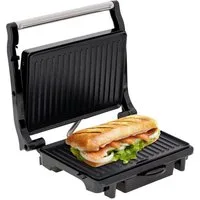 Camry Kontaktgrill CR3044 elektrisch, Panini Grill & Tischgrill für Fleisch, Gemüse, 2100 W, Sandwiches, antihaftbeschichtete Grillplatten, Schwarz/Silber