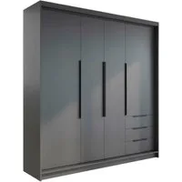 A&J MöbelLand GmbH Drehtürenschrank viertüriger Kleiderschrank mit Schubladen und Metallgriffen. (Geräumiger vier¬türiger Kleiderschrank mit Schubladen und Metallgriffen. Geräumiger Schrank mit einer Breite von 200 cm und Schubladen, ideal zur Aufbew