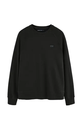 Sweatshirt schwarz mit Rundhalsausschnitt und Polo Club Patch