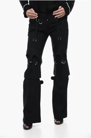 Cargohose aus Wollmischung mit Schnallendetail in Schwarz